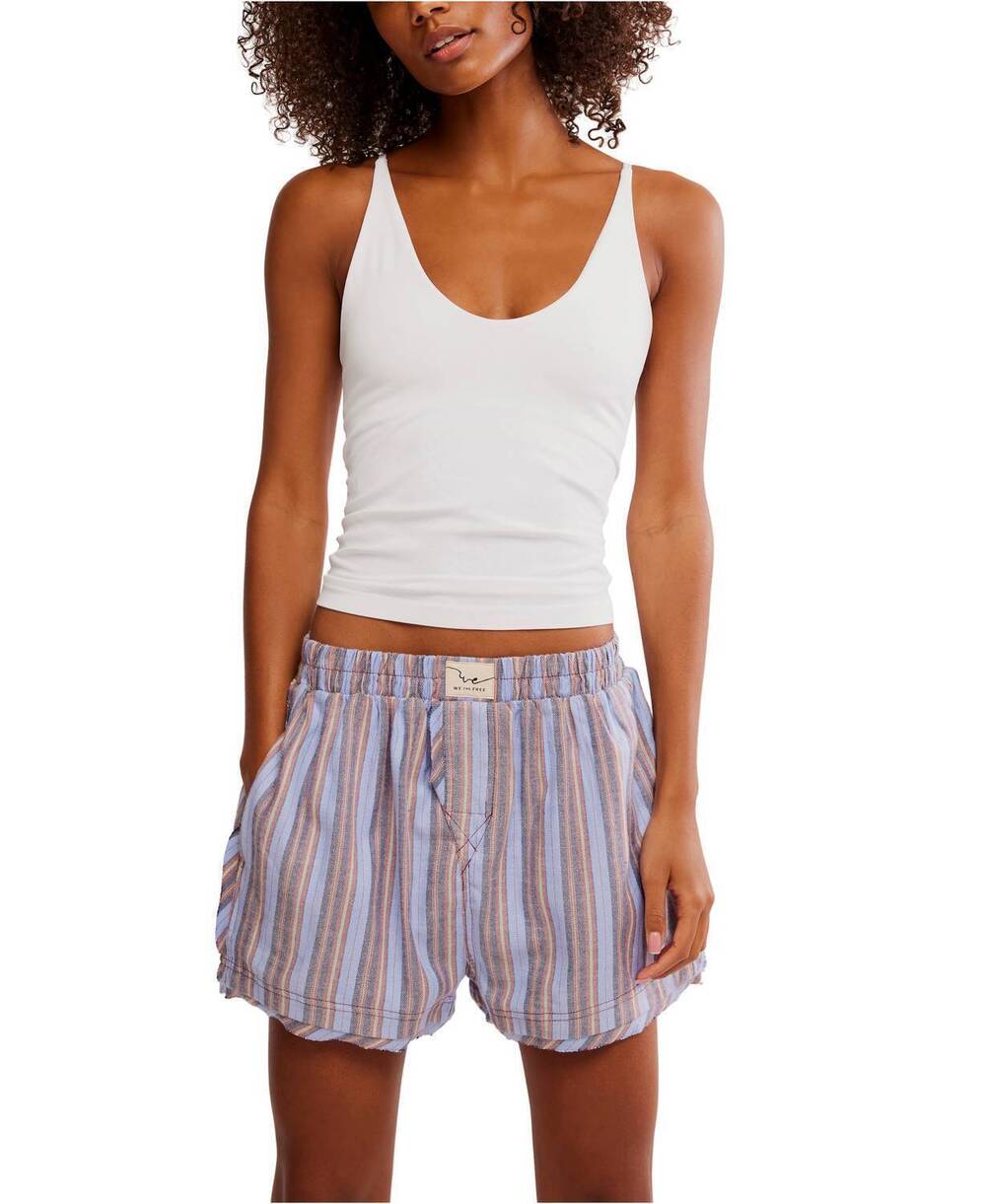 NEW FREE PEOPLE day to day flannel boxer in blue